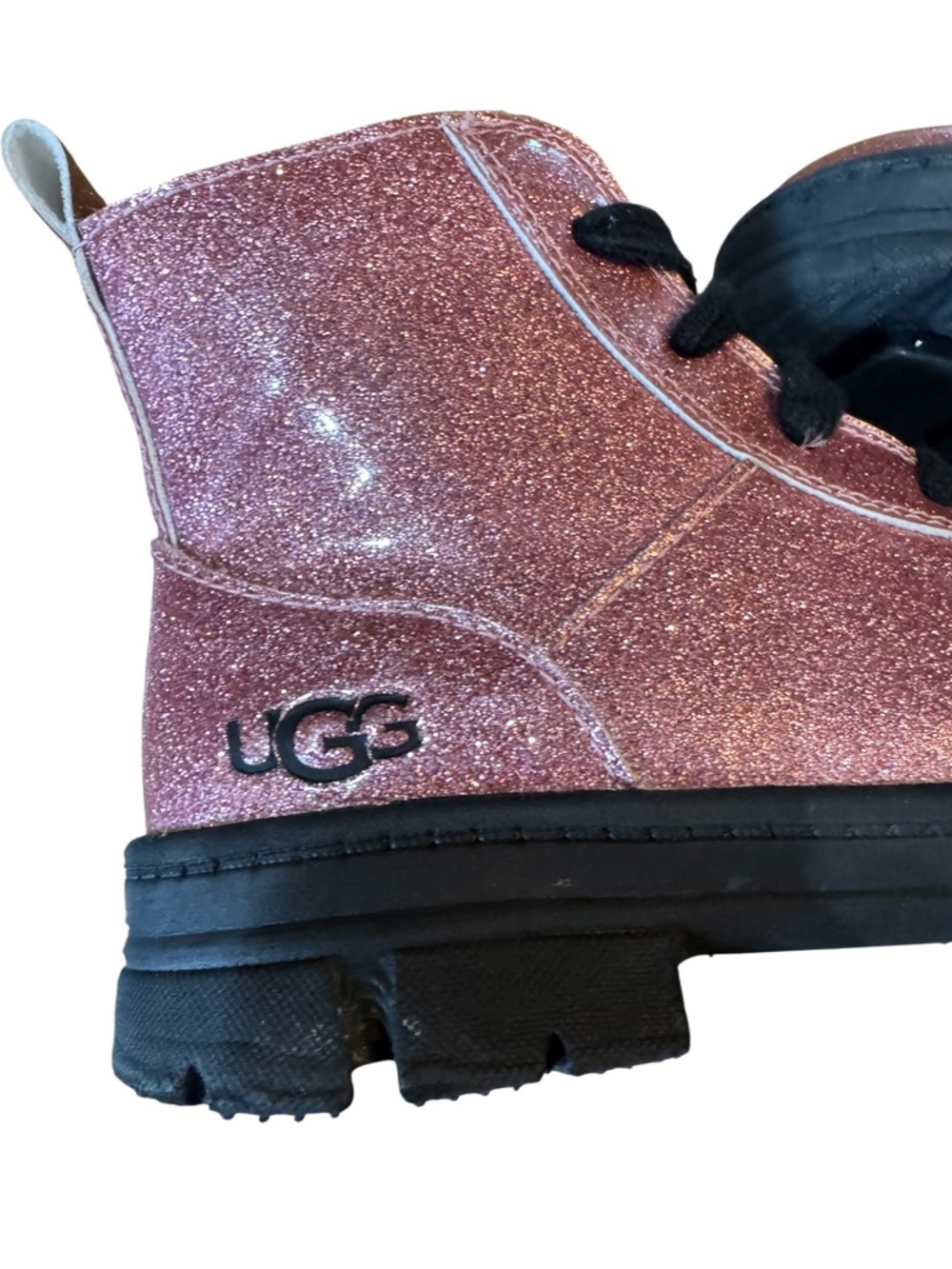 UGG Ashton Lace-Up Glitter Pink Combat Boots Kids' Size 12 - Picture 10 of 16